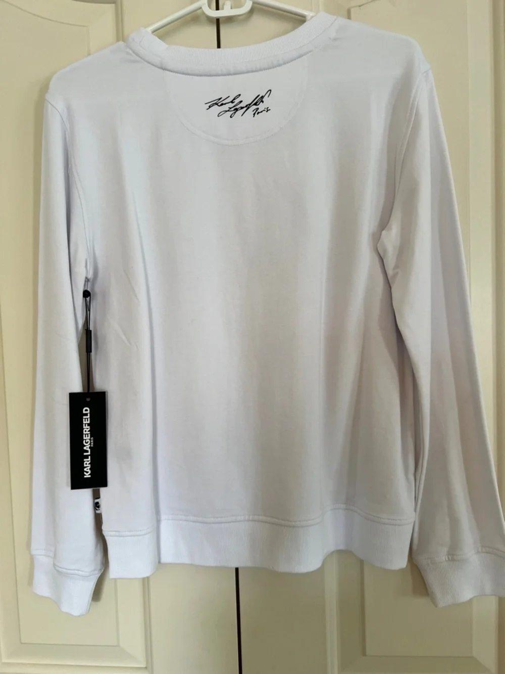 Karl Lagerfeld White Logo Crewneck Sweatshirt with Black Tag Detail - Picture 3 of 8